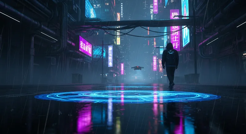 Paseo cyberpunk de neón